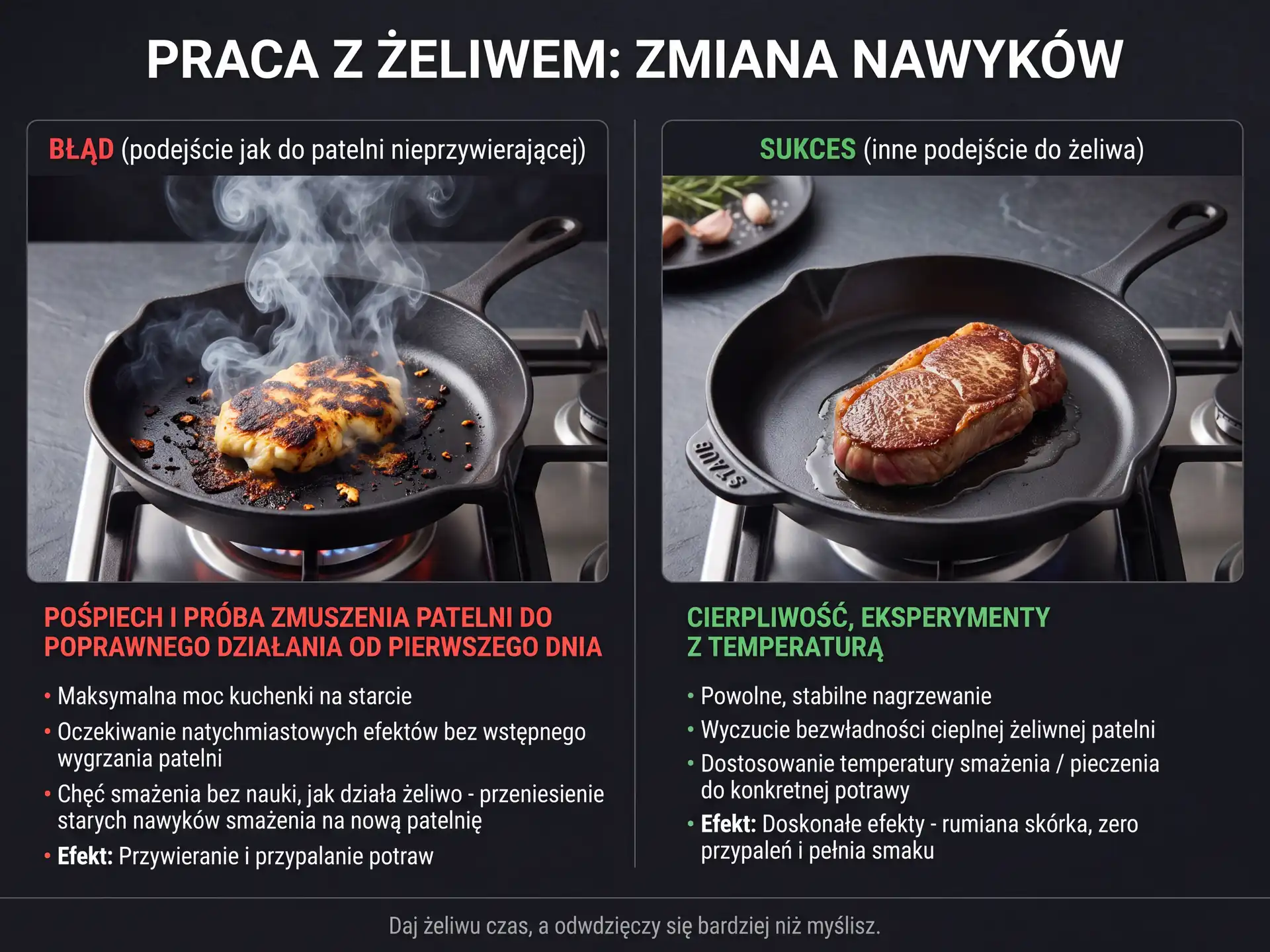 Smażenie na żeliwnej patelni Staub – różnica między pośpiechem a cierpliwością w kuchni