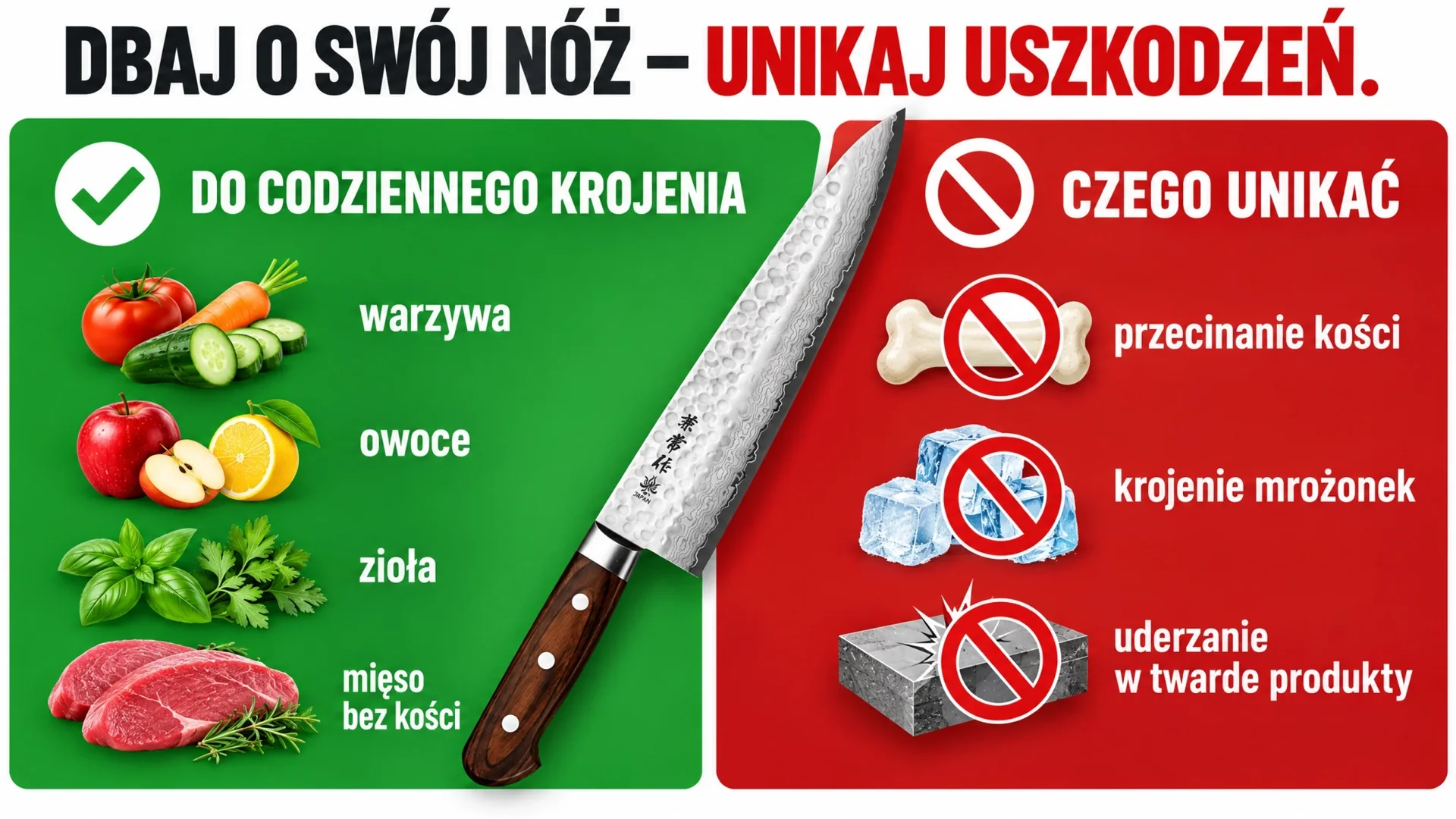 Japoński nóż kuchenny – co kroić, a czego unikać, by nie uszkodzić ostrza? Praktyczne wskazówki.