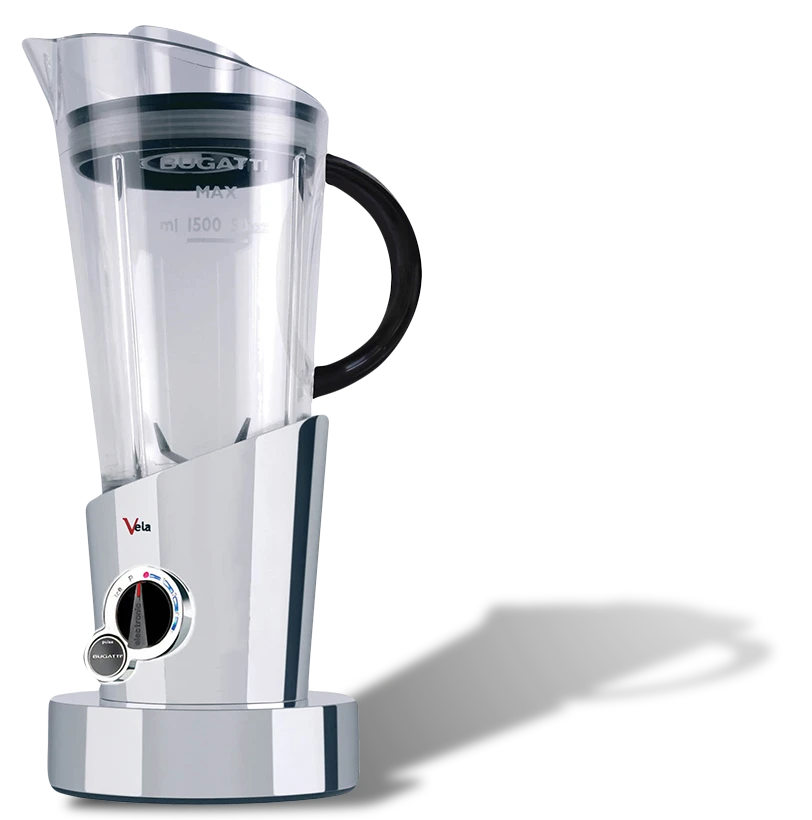 Chromowany blender Bugatti Vela z eleganckim designem