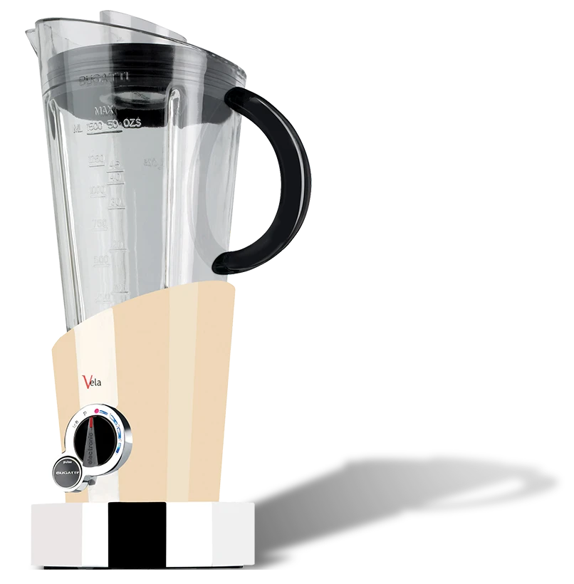 Kremowy blender wielofunkcyjny Vela marki Bugatti z eleganckim designem.
