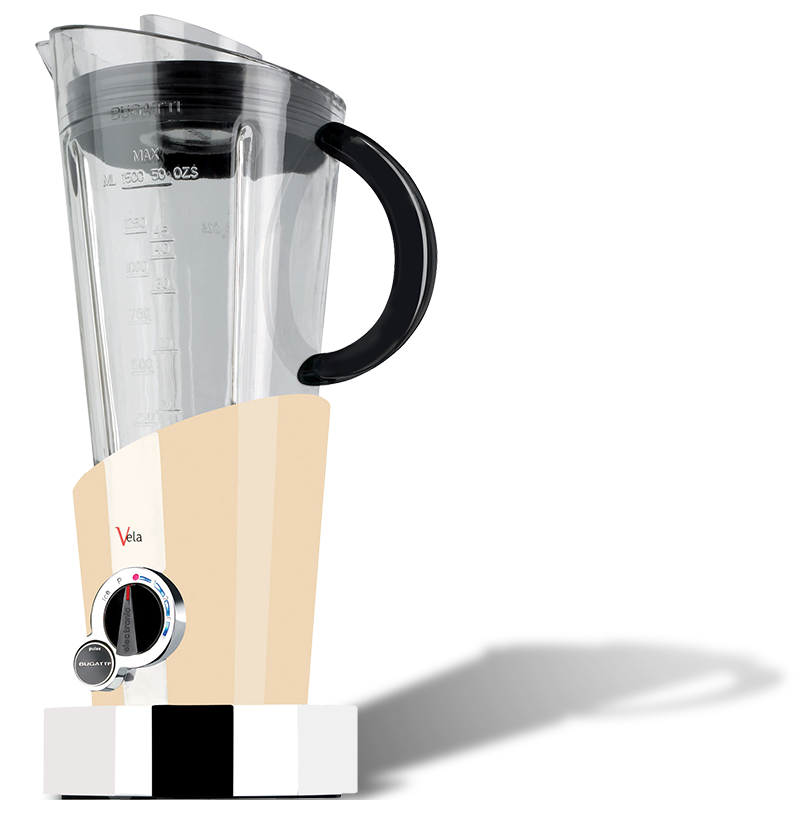 Wielofunkcyjny blender Bugatti Vela w kremowym kolorze. Kremowy blender wielofunkcyjny Vela marki Bugatti z eleganckim designem.