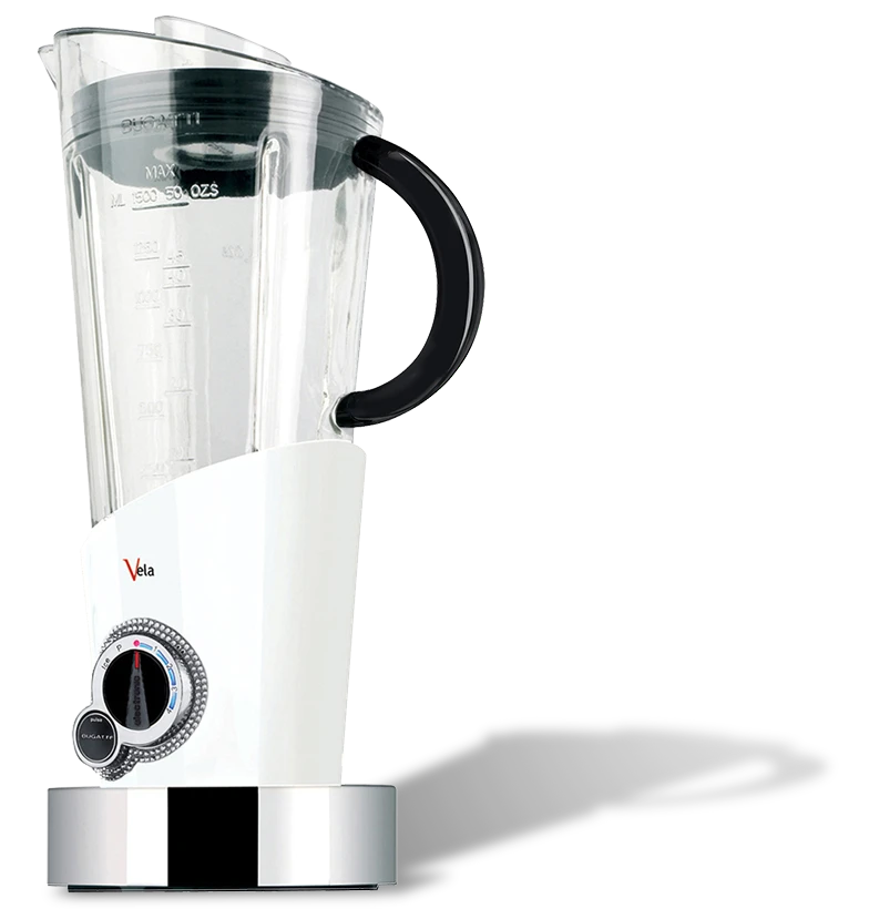 Biały blender Vela Bugatti z kryształami Swarovskiego, elegancki i nowoczesny design.