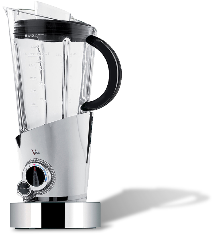 Elegancki blender Vela z kryształami Swarovskiego, chromowany design marki Bugatti.
