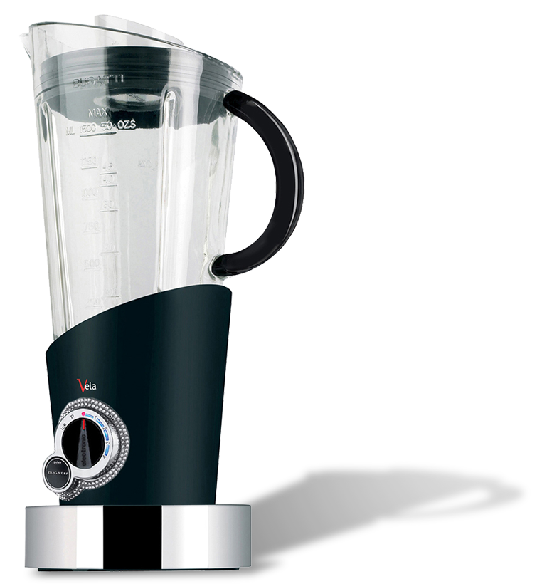 Czarny blender Vela z kryształami Swarovskiego, Bugatti, na białym tle
