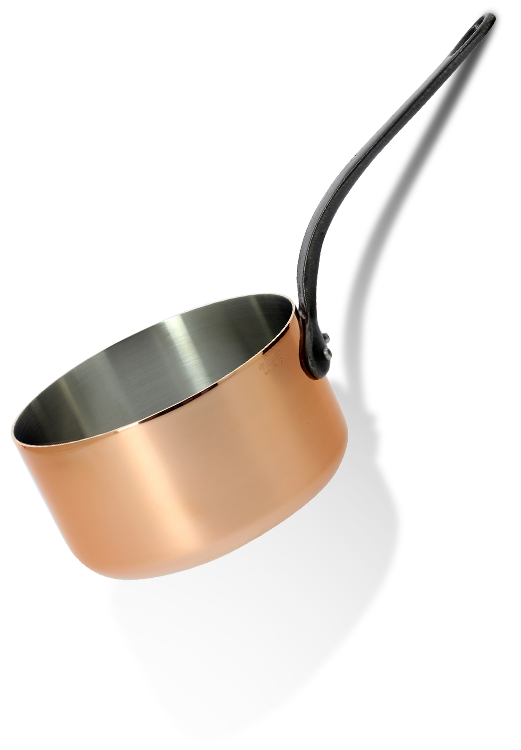 Miedziany rondel De Buyer 3,3L z żeliwnym uchwytem, średnica 20 cm, elegancki i trwały