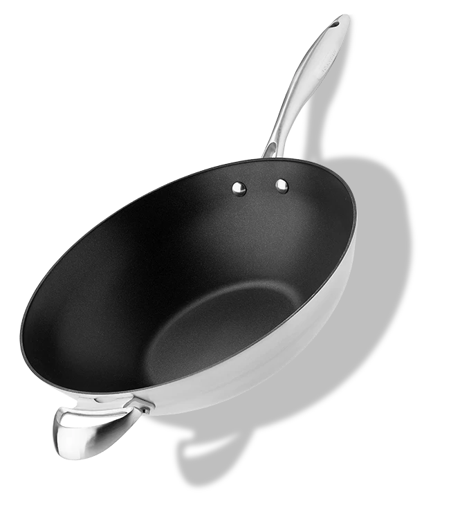 Nowoczesny wok Scanpan z powłoką Stratanium, średnica 32 cm, idealny do zdrowego gotowania.