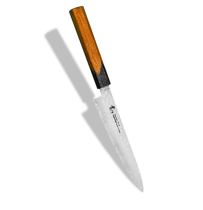 Japoński nóż uniwersalny Shotoh 15 cm z 33-warstwowej stali VG-10, drewniana rękojeść.