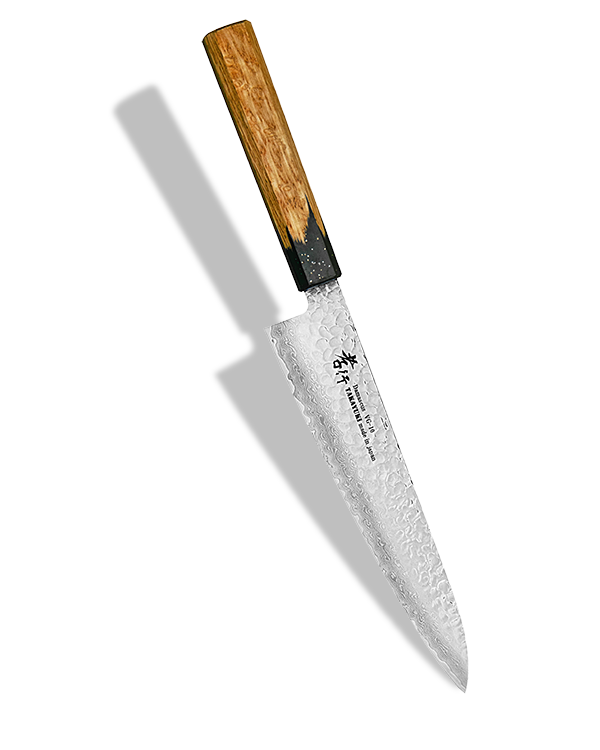 Japoński nóż kucharza Gyutoh 21 cm ze stali VG-10, rękojeść drewniana, Sakai Takayuki.