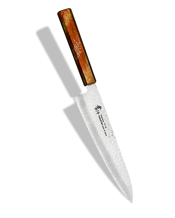 Japoński nóż kucharza Gyutoh 21 cm, stal VG-10, drewniana rękojeść.