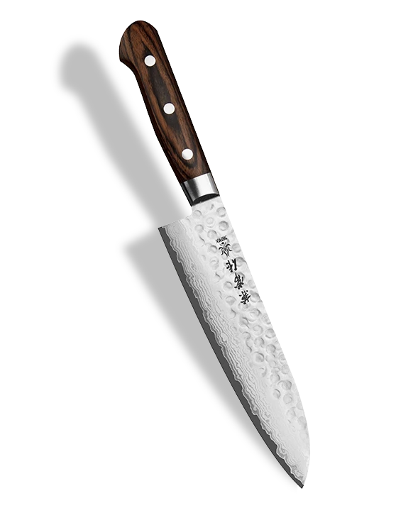 Japoński nóż Santoku 18 cm z 16-warstwowej stali VG-10, elegancki uchwyt.