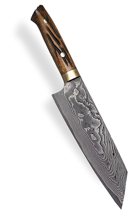 Nóż Banno-Bunka 17 cm, stal VG-10, z drewnianą rękojeścią, wzór damasceński.
