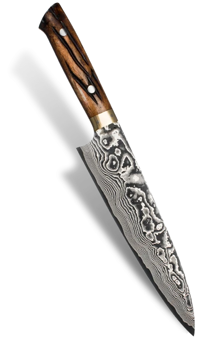 Nóż szefa kuchni 24 cm z 61-warstwowej stali VG-10, rękojeść z drewna, mistrzowskie wykonanie Takeshi Saji.