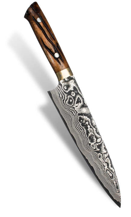 Nóż szefa kuchni 24 cm z 61-warstwowej stali VG-10, rękojeść z drewna, mistrzowskie wykonanie Takeshi Saji.