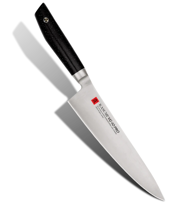 Japoński nóż kucharski VG-10 PRO z czarną rękojeścią i ostrzem 20 cm.