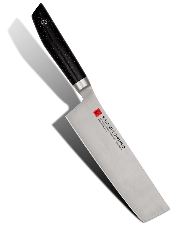 Japoński nóż Nakiri VG-10 PRO, 17 cm, czarne rękojeść, ostrze Kasumi.