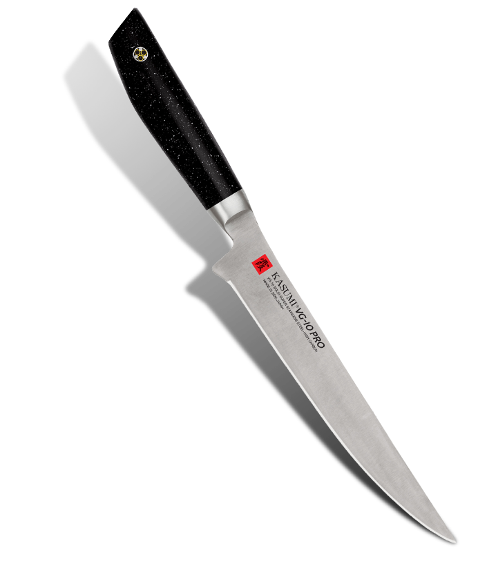 Japoński nóż VG-10 PRO do filetowania, 15 cm, z czarną rękojeścią, Kasumi