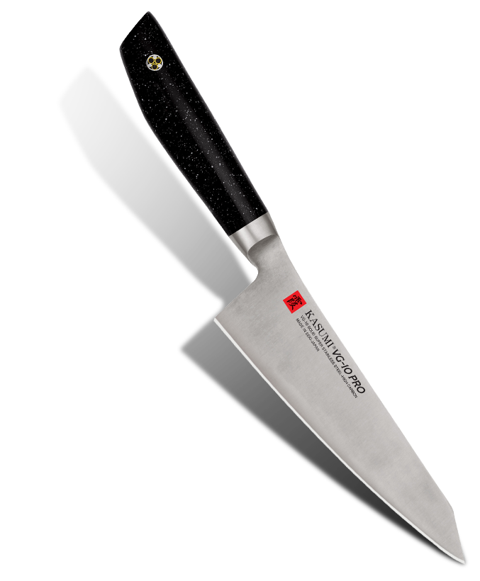 Japoński nóż VG-10 PRO do wykrawania mięsa, 14 cm, z eleganckim czarnym uchwytem, marki Kasumi.