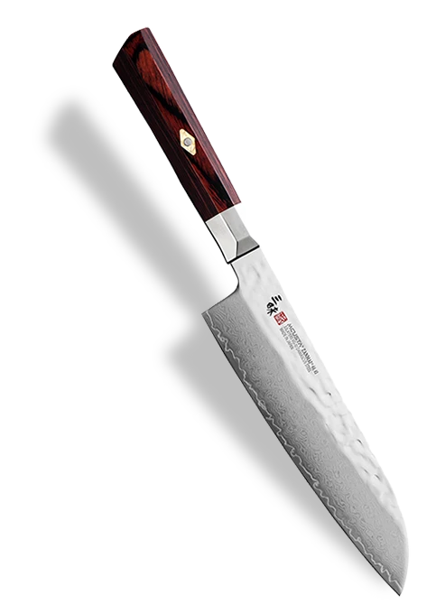 Młotkowany nóż Santoku Mcusta Zanmai, 18 cm, ze stali damasceńskiej