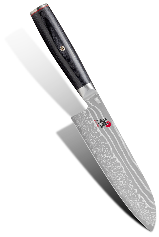 Japoński nóż Santoku Miyabi z damasceńskiej stali 18 cm, 49 warstw.
