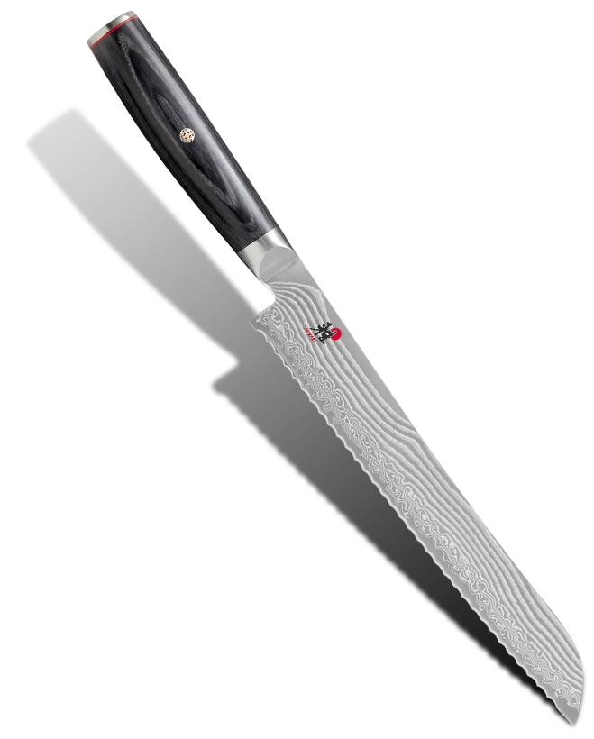 Damasceński nóż do pieczywa 24 cm, 49-warstwowy, japońska stal Miyabi