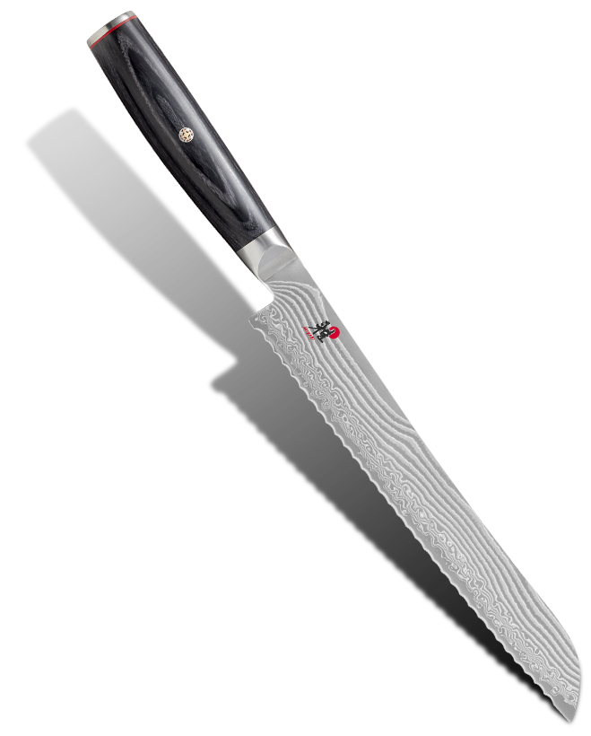 Damasceński nóż do pieczywa 24 cm, 49-warstwowy, japońska stal Miyabi