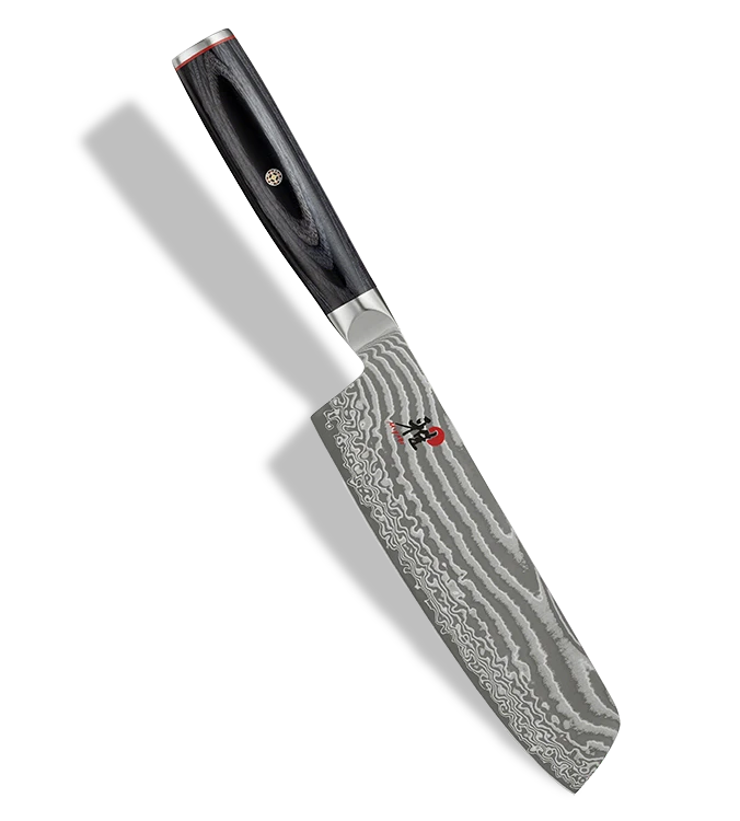 Japoński nóż Nakiri Miyabi z 49-warstwowej stali damasceńskiej, 17 cm, elegancki i precyzyjny.