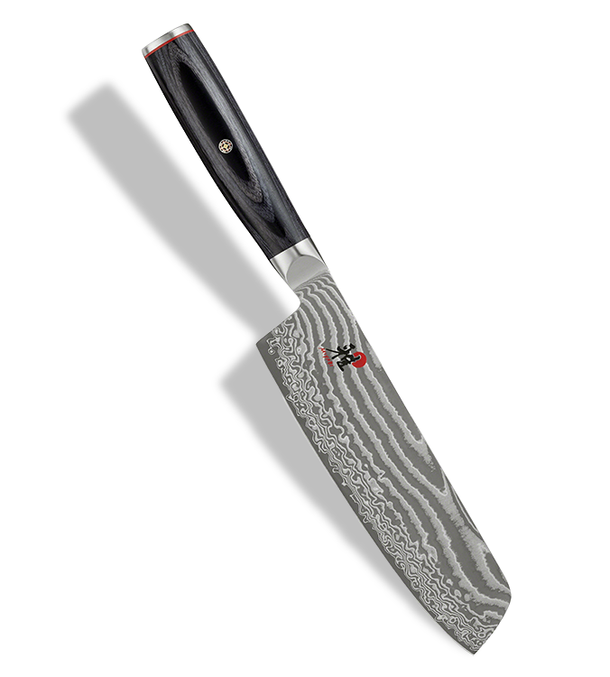 Japoński nóż Nakiri Miyabi z 49-warstwowej stali damasceńskiej, 17 cm, elegancki i precyzyjny.