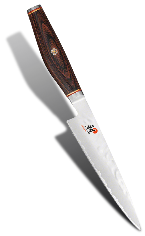Japoński nóż Shotoh 13 cm, rękojeść drewniana, stal młotkowana, Miyabi.