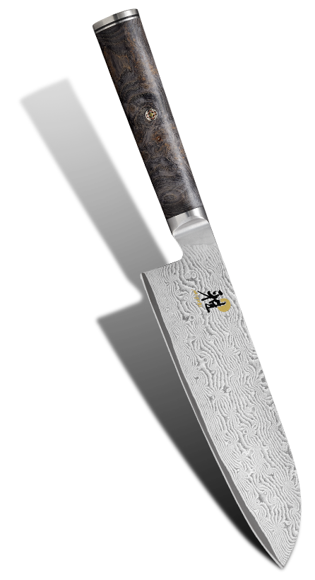 Damasceński nóż Santoku 18 cm, 132-warstwowy, z rękojeścią z drewna, Miyabi.