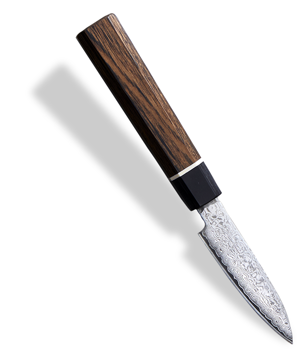 Japoński nóż do obierania warzyw Senzo Black z 33-warstwowym czernionym ostrzem, 8 cm.
