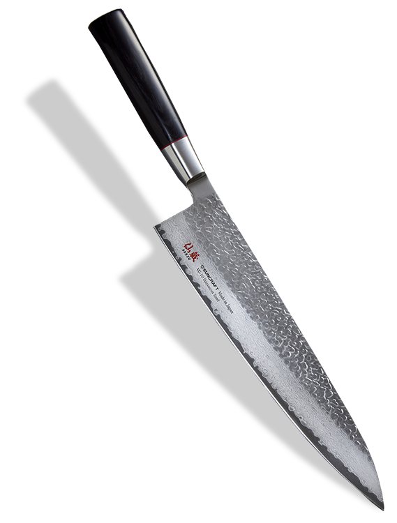 Japoński nóż szefa kuchni z młotkowaną, 33-warstwową klingą, model Senzo Classic, 24 cm.