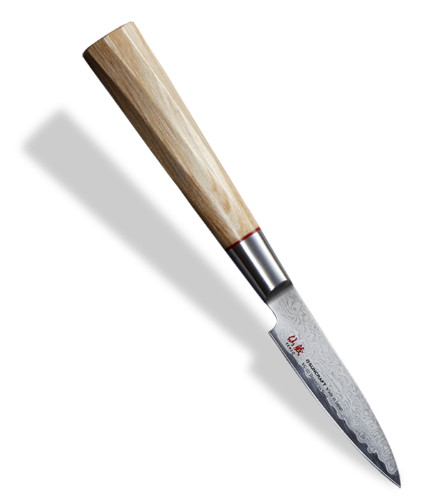 Japoński nóż do obierania warzyw, 33-warstwowy, 8 cm, z drewnianą rękojeścią.