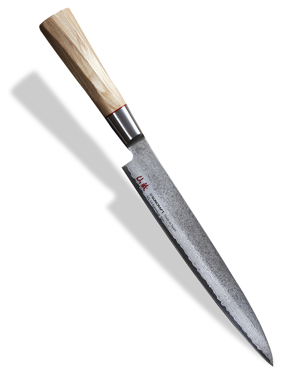 Japoński nóż sushi Senzo, 33-warstwowy, z drewnianą rękojeścią, 21 cm