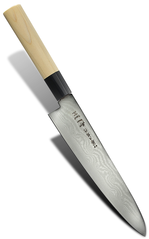 Japoński nóż Gyuto Tojiro z 63-warstwowej stali, długość ostrza 18 cm