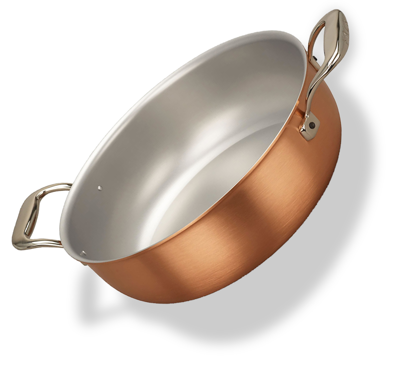 Miedziana patelnia AvantGarde z uchwytami, idealna na indukcję, 28 cm