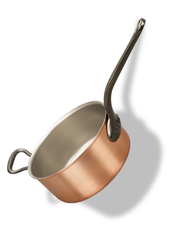 Miedziany rondel indukcyjny z żeliwnym uchwytem, 24 cm, 4,65 l, marki Falk