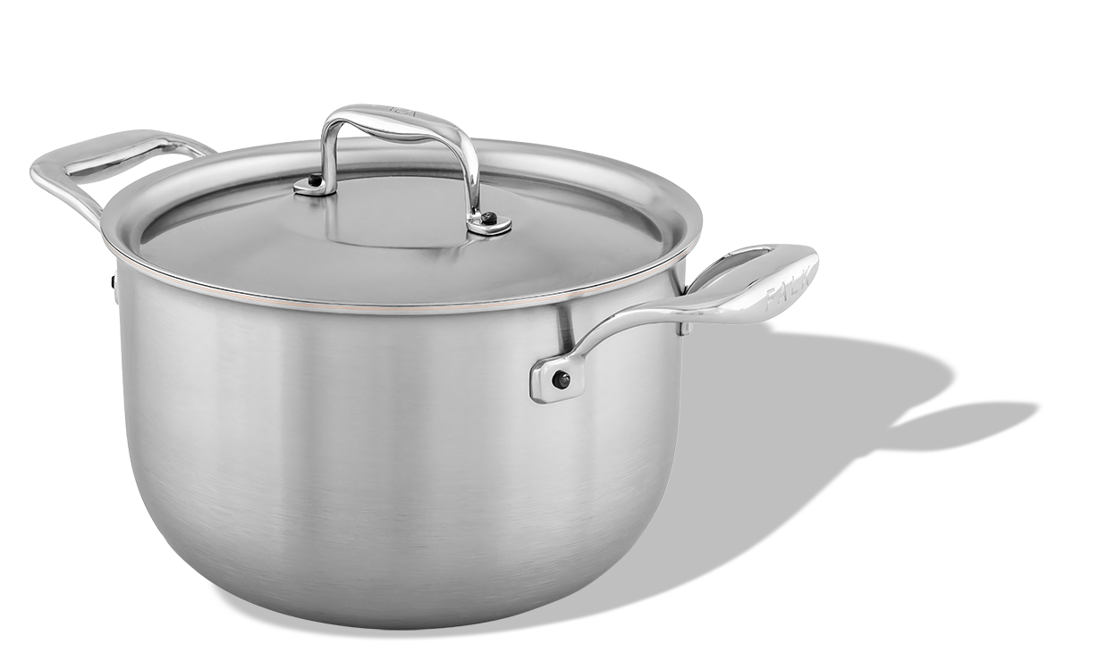 Stalowy garnek Flandria z pokrywką, miedziany rdzeń, 5,8 l, Ø 24 cm, marki Falk.