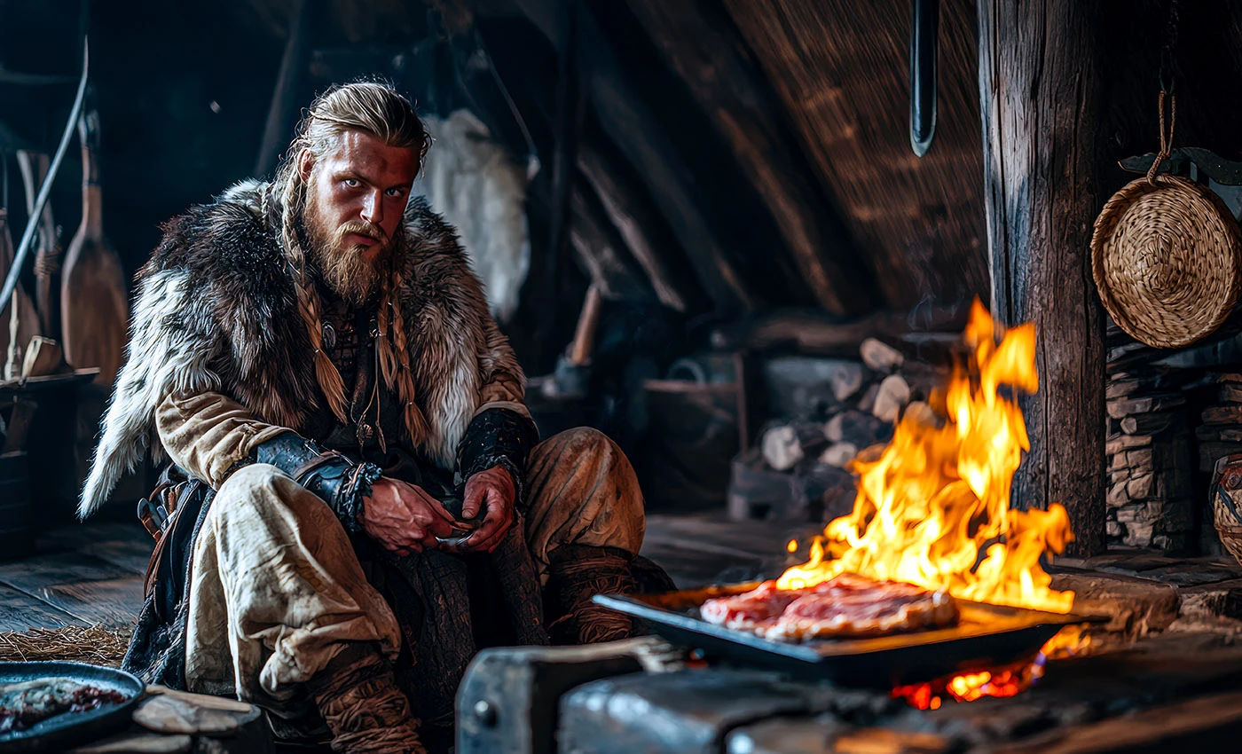 Żeliwna płyta do grillowania Skeppshult w rustykalnej scenerii.