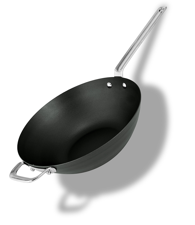 Wok z czarnej stali węglowej Ø 30 cm z ergonomicznym uchwytem, Scanpan