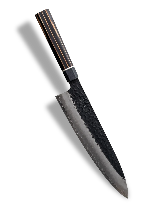 Japoński nóż kuchenny Gyutoh 21 cm, stal SPG STRIX, z rękojeścią z drewna.