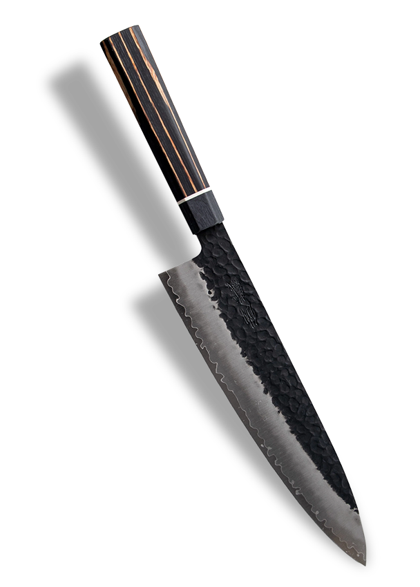 Japoński nóż kuchenny Gyutoh 21 cm, stal SPG STRIX, z rękojeścią z drewna.