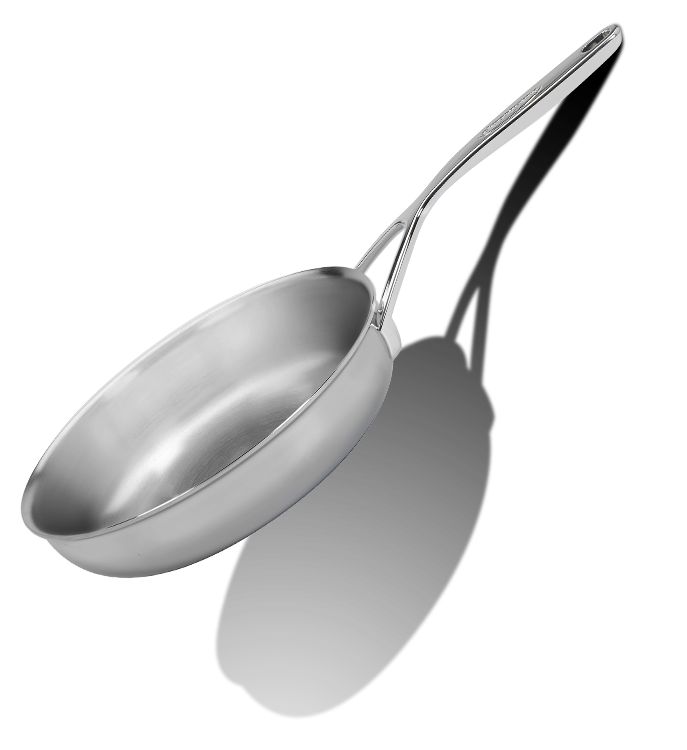Nowoczesna patelnia ze stali, 7-warstwowa, średnica 24 cm, marki Demeyere.