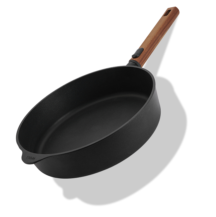 Głęboka patelnia tytanowa z drewnianym uchwytem, nieprzywierająca, Ø 28 cm, Eco Logic QXR