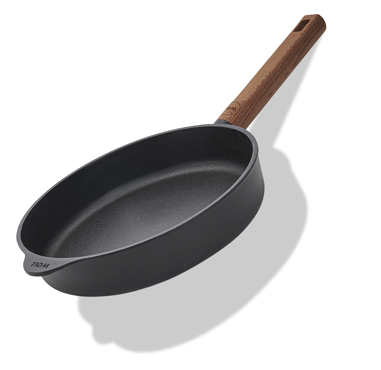 Patelnia tytanowa Eco Logic QXR z drewnianym uchwytem, nieprzywierająca powłoka, Ø 24 cm