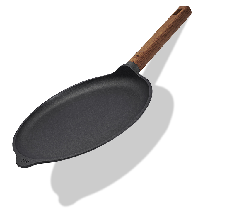 Tytanowa patelnia do naleśników z drewnianym uchwytem, Ø 26 cm, Eco Logic QXR, powłoka nieprzywierająca.