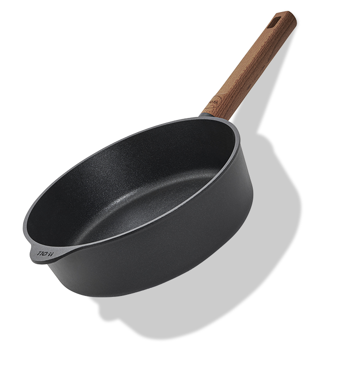 Głęboka patelnia tytanowa Ø 24 cm z drewnianym uchwytem, powłoka nieprzywierająca, Eco Logic QXR