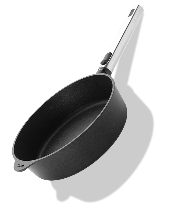 Tytanowa patelnia Eco Logic QXR PRO z odpinanym uchwytem, nieprzywierająca, średnica 24 cm.