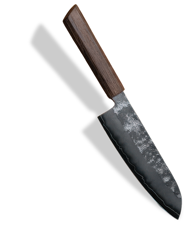 Ręcznie kuty nóż Santoku z drewnianą rękojeścią, stal GIN-SAN SILVER 3