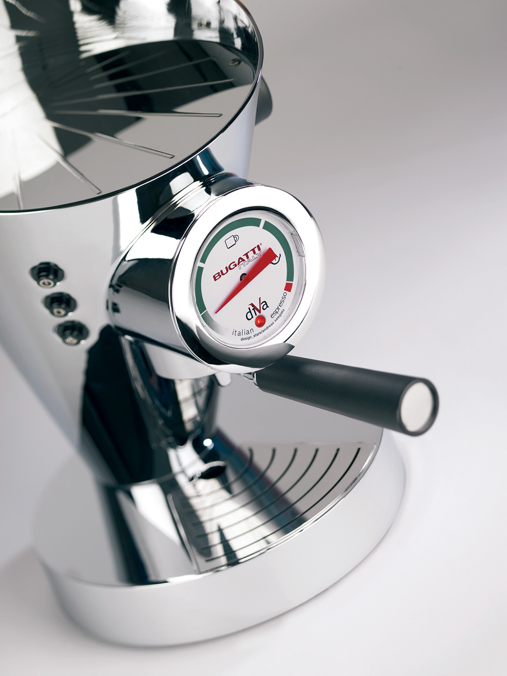 Chromowany ciśnieniowy ekspres do kawy Diva, Bugatti Prestiżowa