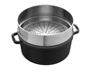 Żeliwny garnek Staub Black do gotowania na parze, 5,2 l, wkład stalowy, Ø 26 cm.